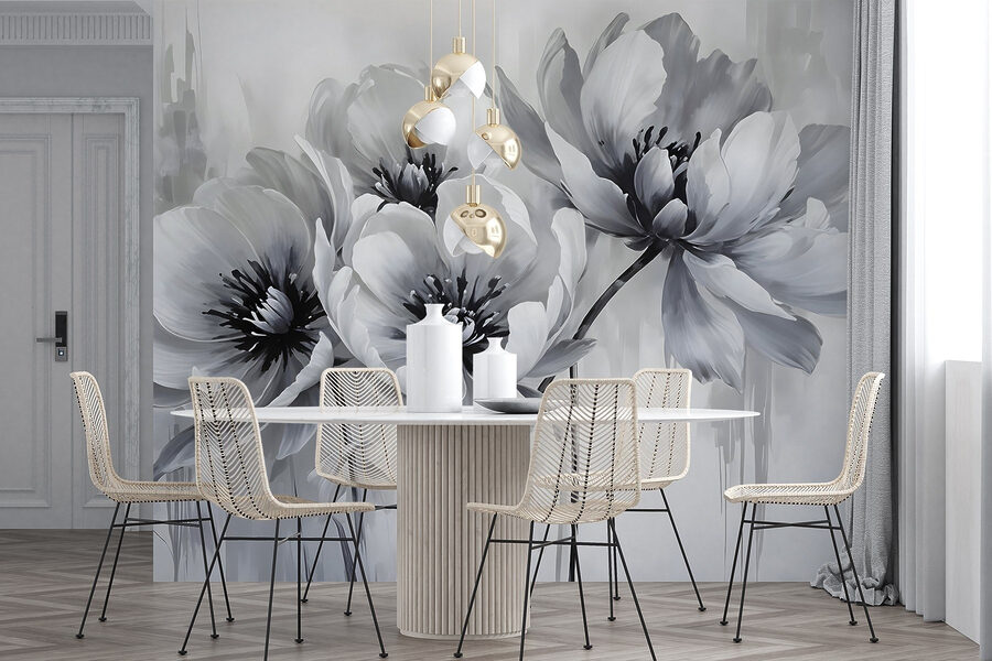 Grupo de flores sobre um fundo branco