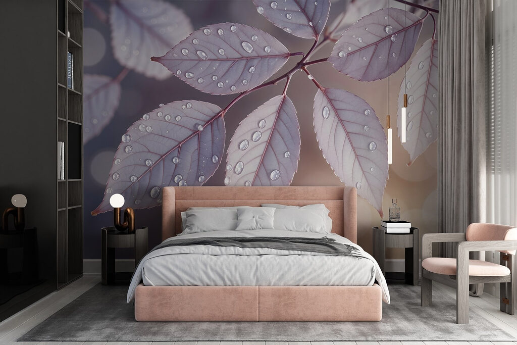 Delicate leaves with dewdrops resting Delicate leaves with dewdrops resting