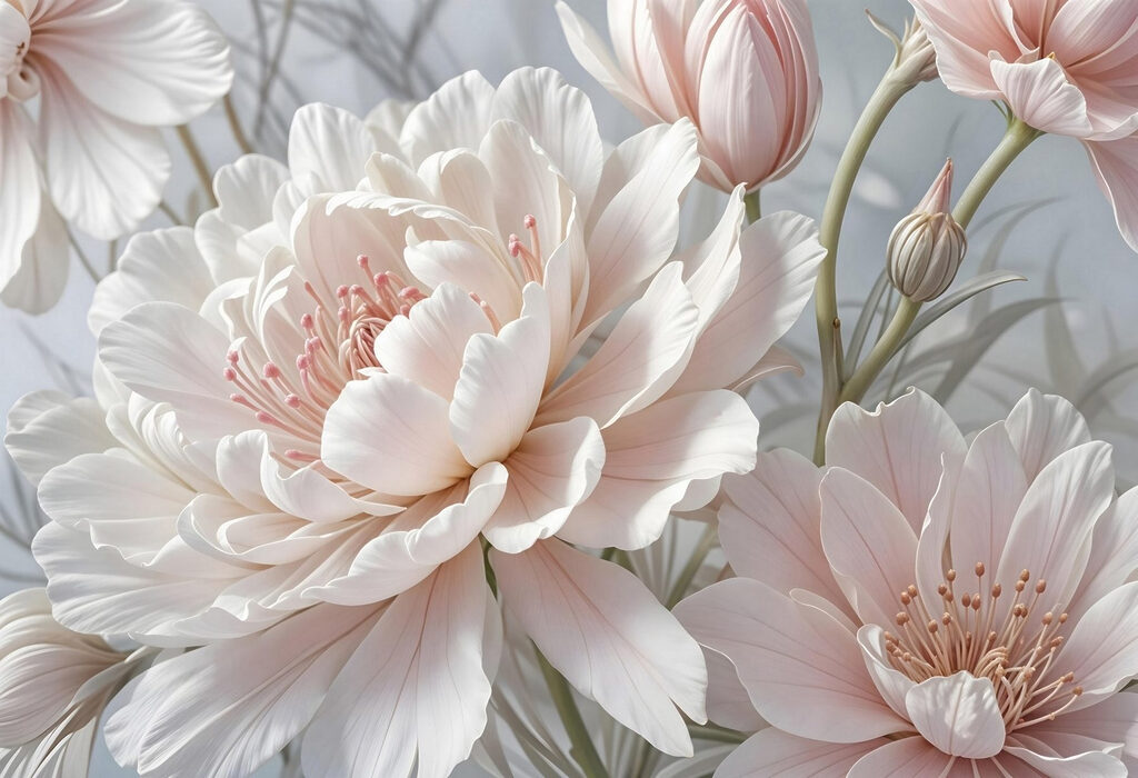 Flores delicadas em tons suaves Flores delicadas em tons suaves