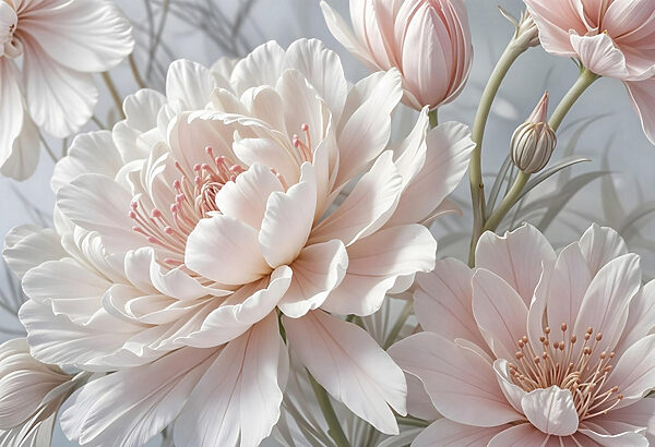 Flores delicadas em tons suaves Flores delicadas em tons suaves