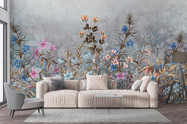 Pintura de flores e folhas Pintura de flores e folhas