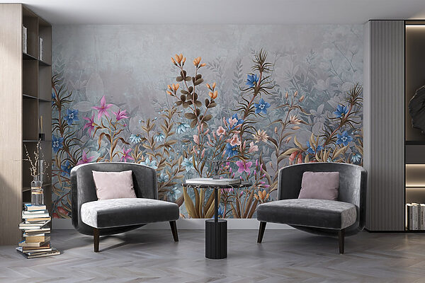 Pintura de flores e folhas Pintura de flores e folhas