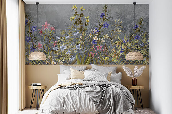 Pintura de flores e folhas Pintura de flores e folhas