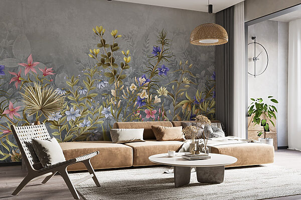 Pintura de flores e folhas Pintura de flores e folhas