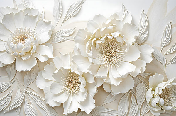 Flores brancas com folhas Flores brancas com folhas