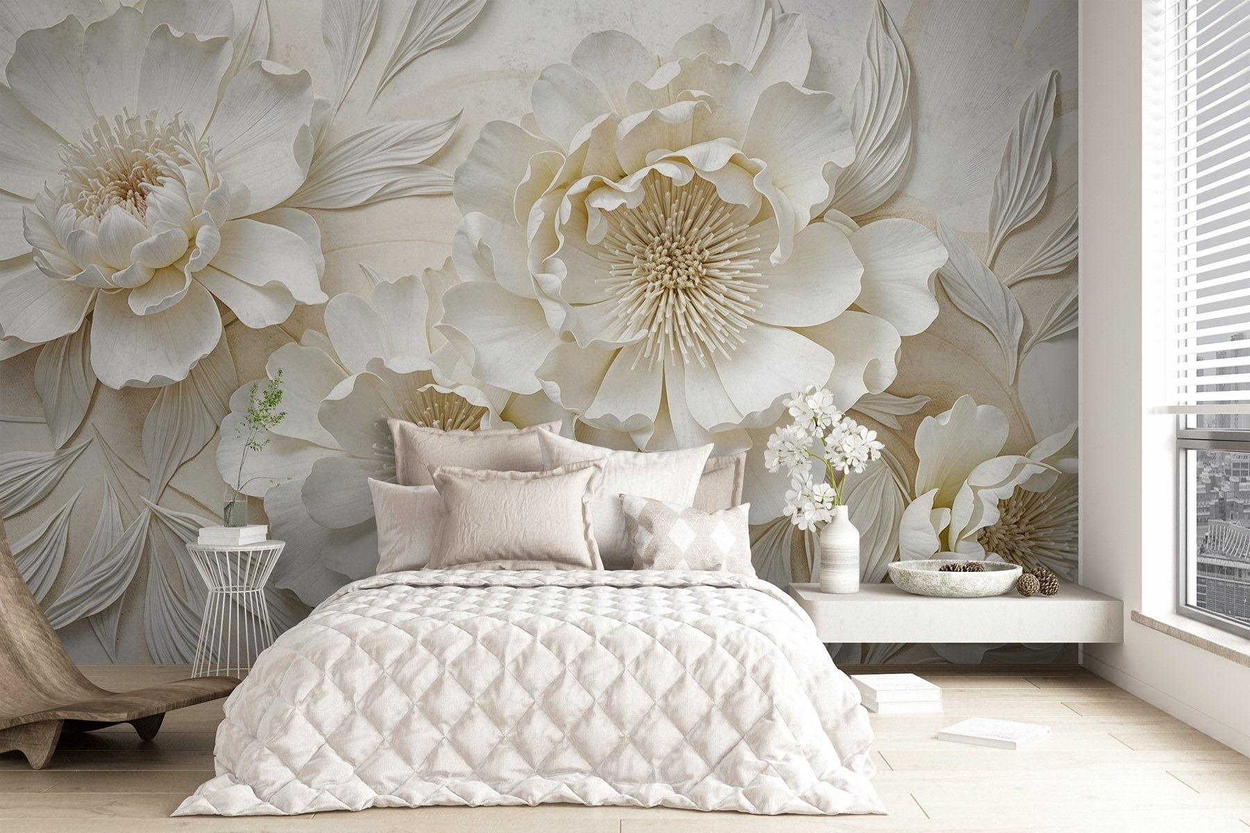 White flowers with leaves White flowers with leaves