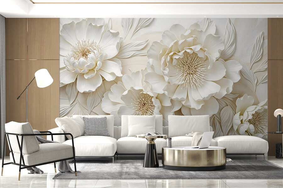 Flores brancas com folhas