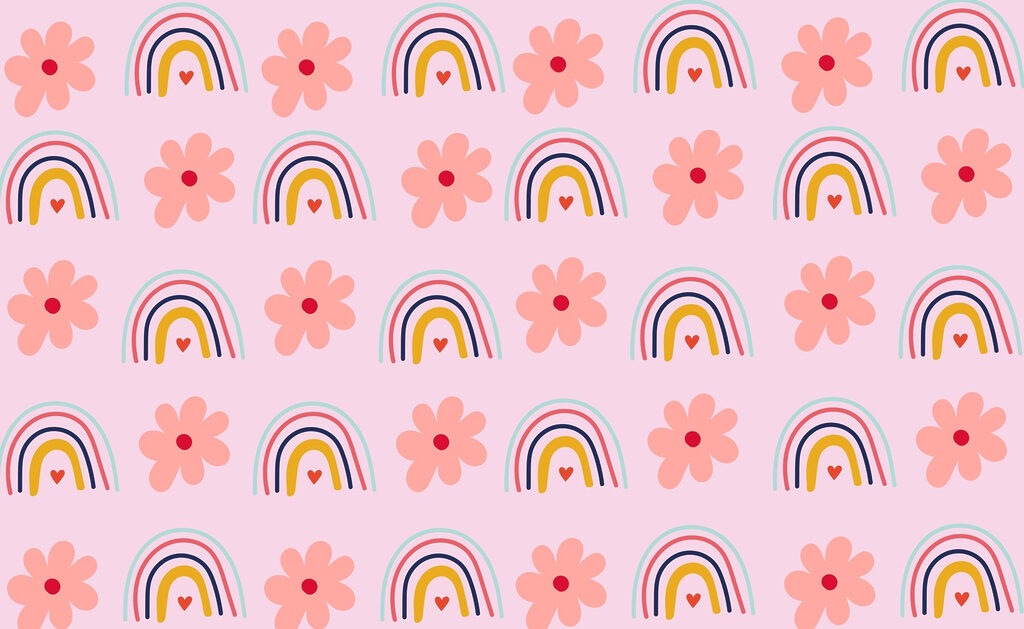 Padrão de flores e arco-íris Padrão de flores e arco-íris