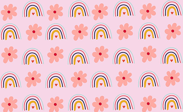 Padrão de flores e arco-íris Padrão de flores e arco-íris