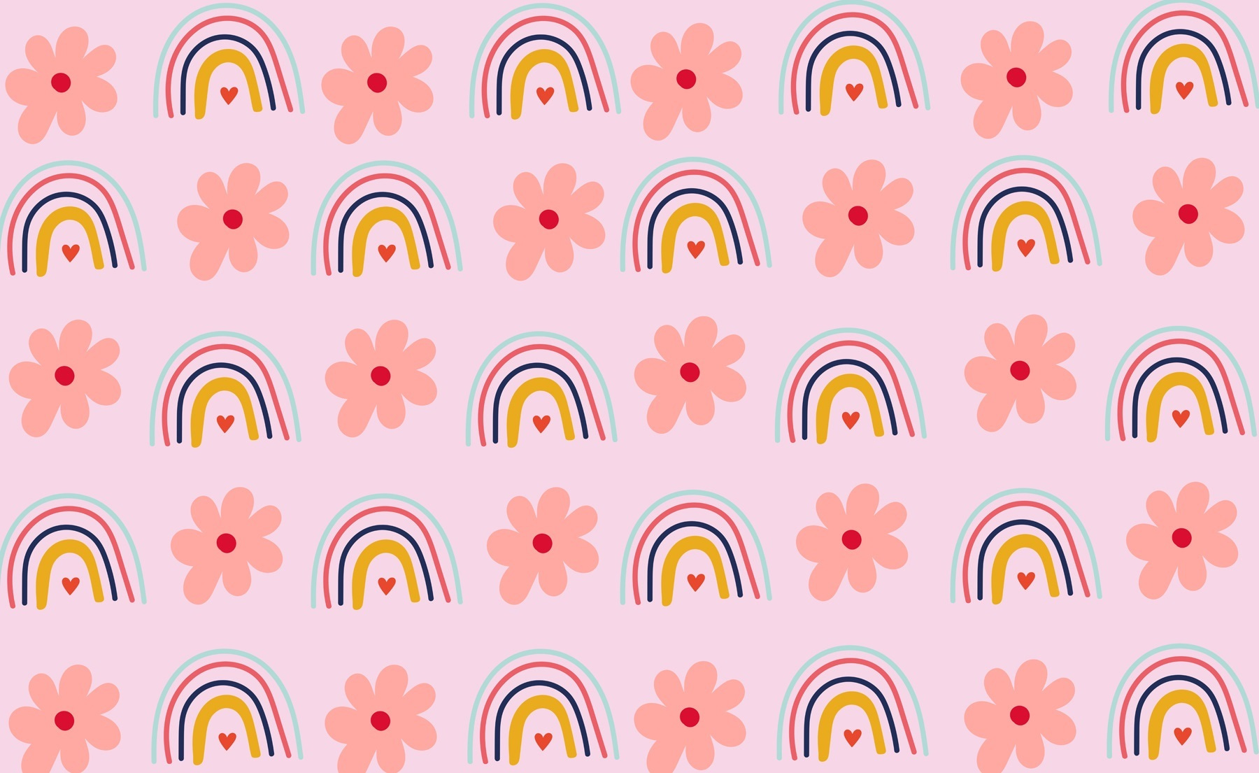 Pattern of flowers and rainbows Pattern of flowers and rainbows