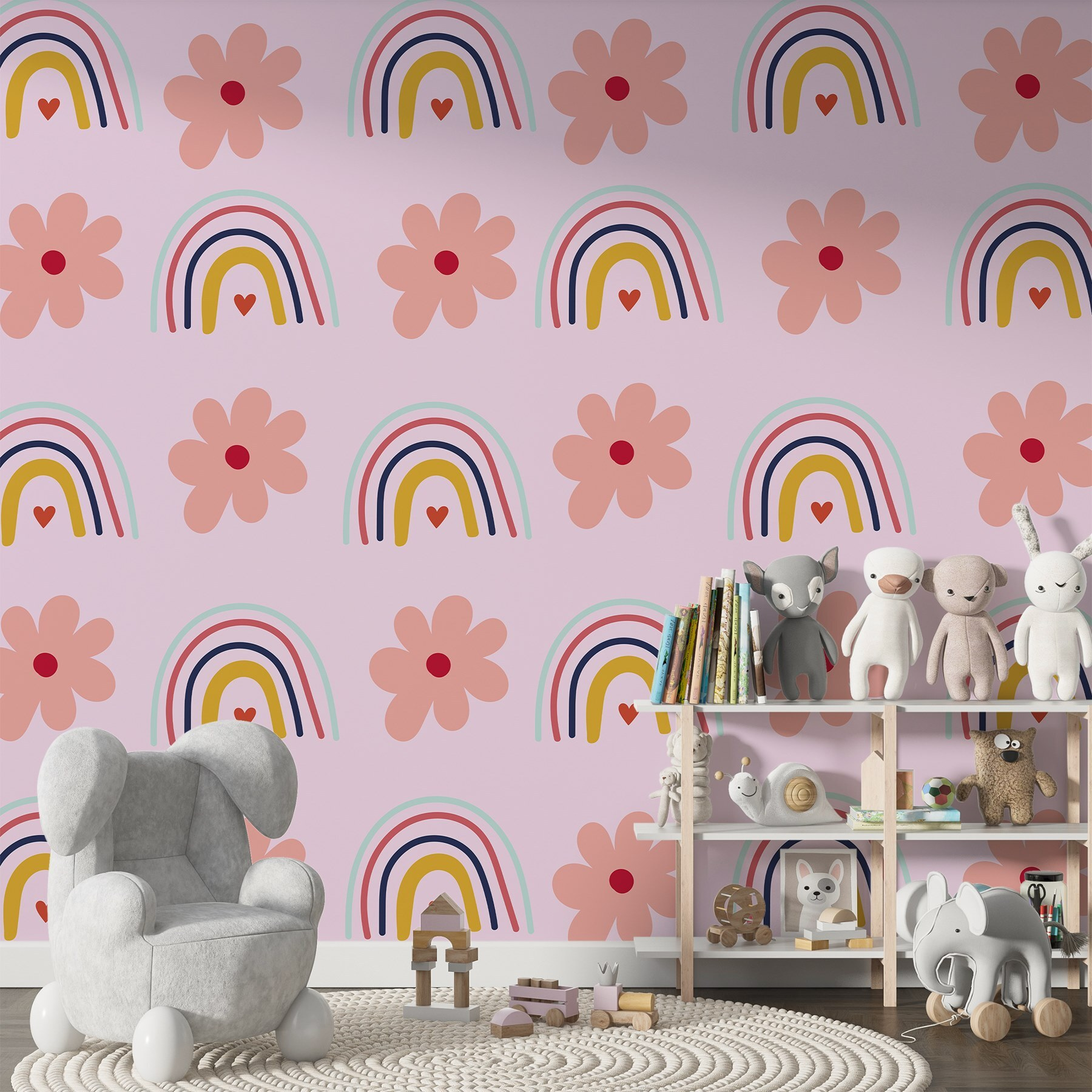 Pattern of flowers and rainbows Pattern of flowers and rainbows