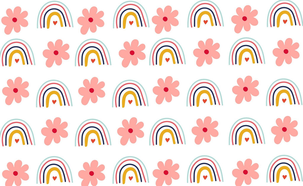 Padrão de flores e arco-íris Padrão de flores e arco-íris