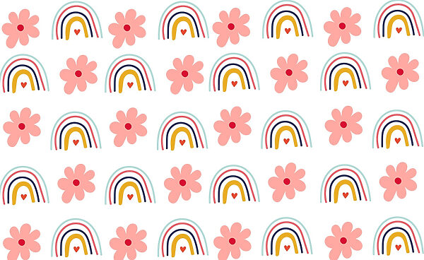 Padrão de flores e arco-íris Padrão de flores e arco-íris