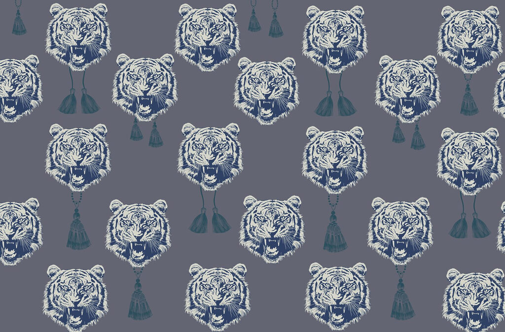 Padrão de tigres com borlas Padrão de tigres com borlas