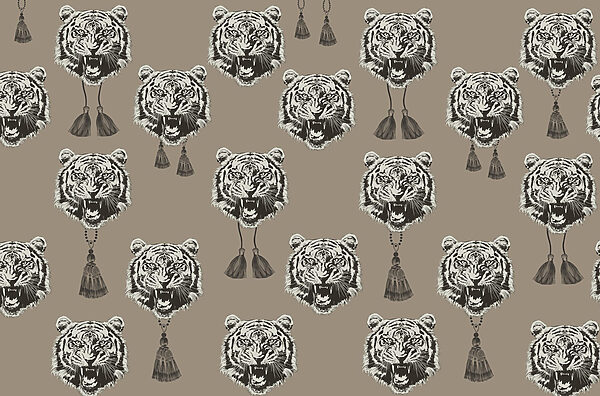 Padrão de cabeças de tigre com borlas Padrão de cabeças de tigre com borlas