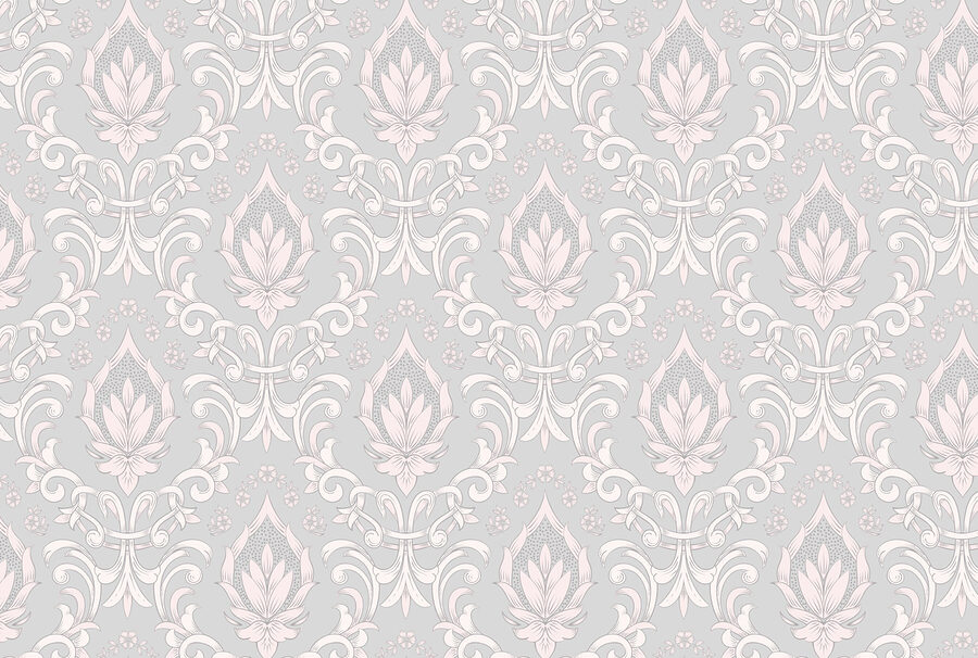 Papel de parede com desenhos em rosa e branco