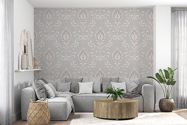 Papel de parede com desenhos em rosa e branco Papel de parede com desenhos em rosa e branco