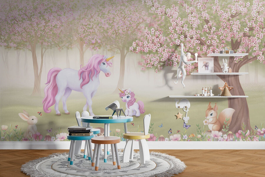Papel de parede Unicórnio e um esquilo numa floresta - Image 3