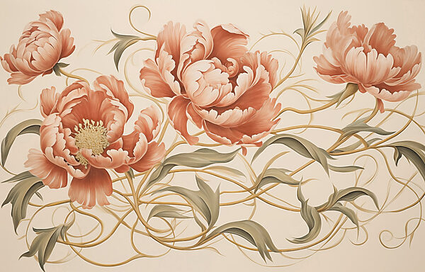 Pintura de flores e videiras Pintura de flores e videiras