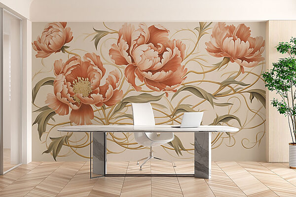 Pintura de flores e videiras Pintura de flores e videiras