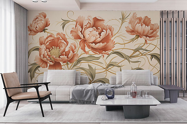Pintura de flores e videiras Pintura de flores e videiras