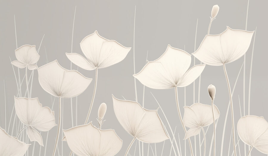 Papel de parede Flores brancas com caules longos - Image 4