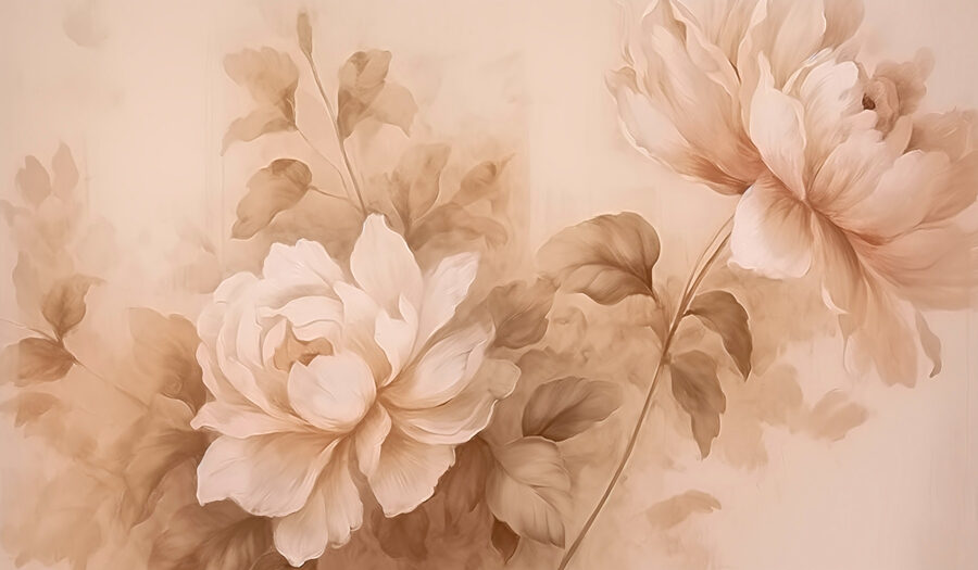 Papel de parede Pintura de flores e folhas - Image 4