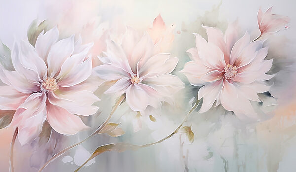 Pintura de flores sobre uma superfície branca Pintura de flores sobre uma superfície branca