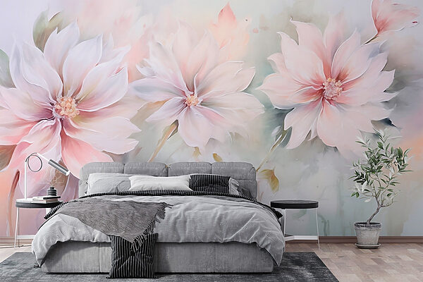 Pintura de flores sobre uma superfície branca Pintura de flores sobre uma superfície branca