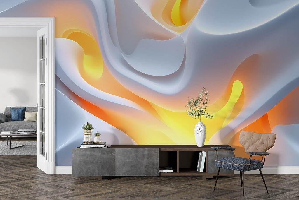 White and orange wavy surface