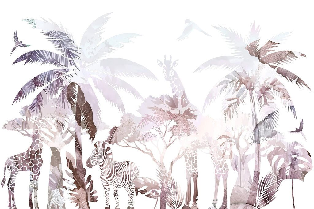 Zebras e girafas numa floresta Zebras e girafas numa floresta