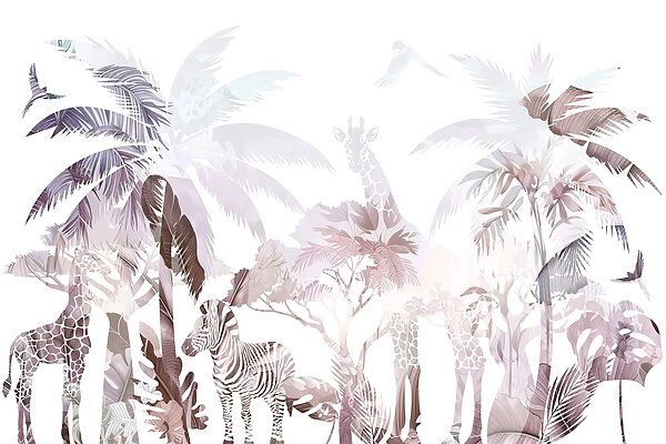 Zebras e girafas numa floresta Zebras e girafas numa floresta
