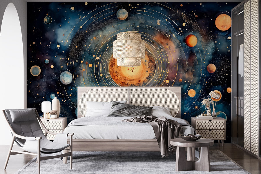Pintura de planetas no espaço