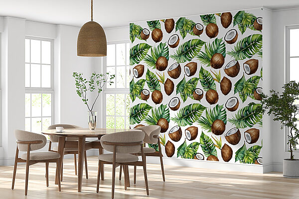 Padrão de cocos e folhas Padrão de cocos e folhas