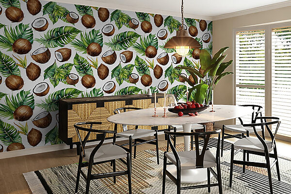 Padrão de cocos e folhas Padrão de cocos e folhas