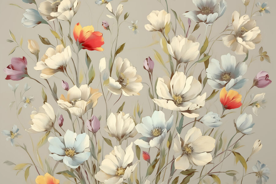 Flores vibrantes em tons pastel suaves