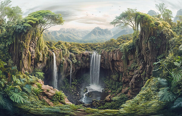 Queda de água numa floresta Queda de água numa floresta
