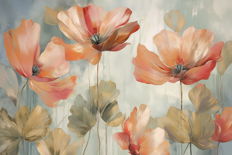 Pintura de flores numa parede