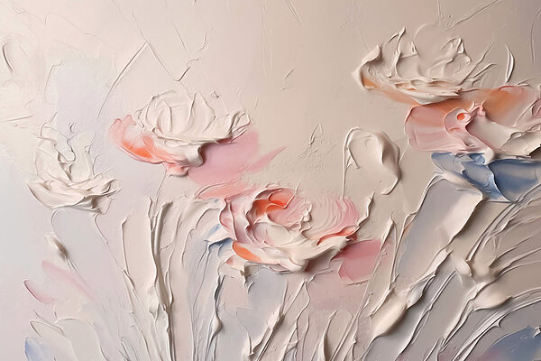 Pintura de flores com tinta branca e cor-de-rosa Pintura de flores com tinta branca e cor-de-rosa