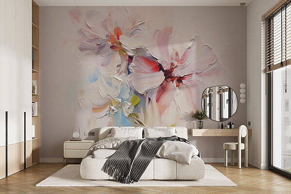 Pintura de flores sobre uma superfície branca Pintura de flores sobre uma superfície branca