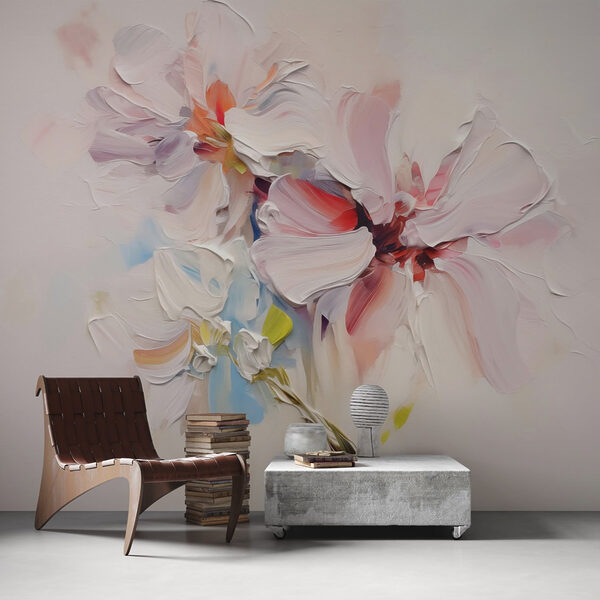 Pintura de flores sobre uma superfície branca Pintura de flores sobre uma superfície branca