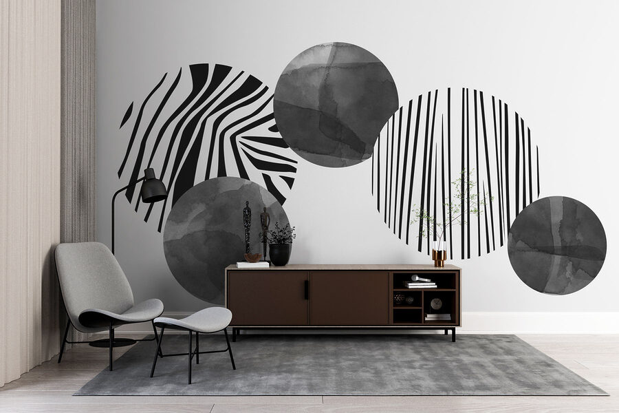 Papel de parede Grupo de círculos com riscas de zebra - Image 2