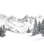 Desenho de uma cadeia de montanhas nevadas Desenho de uma cadeia de montanhas nevadas