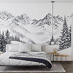 Desenho de uma cadeia de montanhas nevadas Desenho de uma cadeia de montanhas nevadas