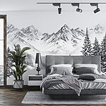 Desenho de uma cadeia de montanhas nevadas Desenho de uma cadeia de montanhas nevadas