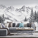 Desenho de uma cadeia de montanhas nevadas Desenho de uma cadeia de montanhas nevadas