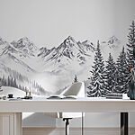 Desenho de uma cadeia de montanhas nevadas Desenho de uma cadeia de montanhas nevadas