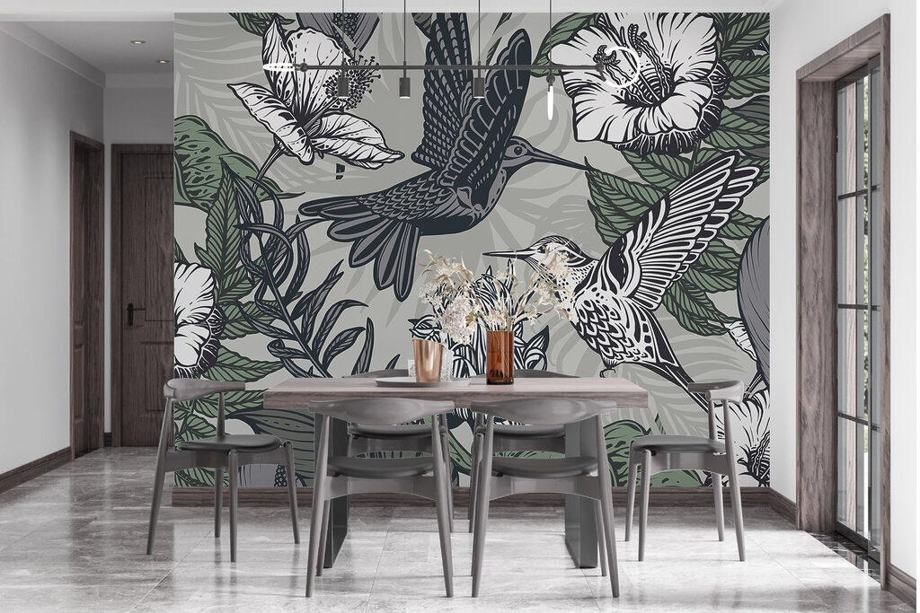 Bird flying over flowers Bird flying over flowers