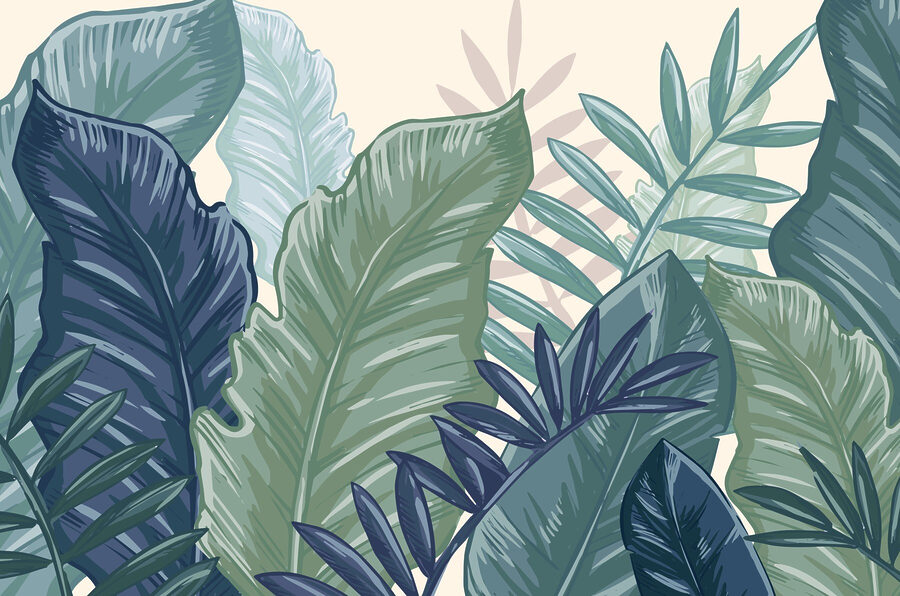 Vegetação luxuriante em tons vibrantes