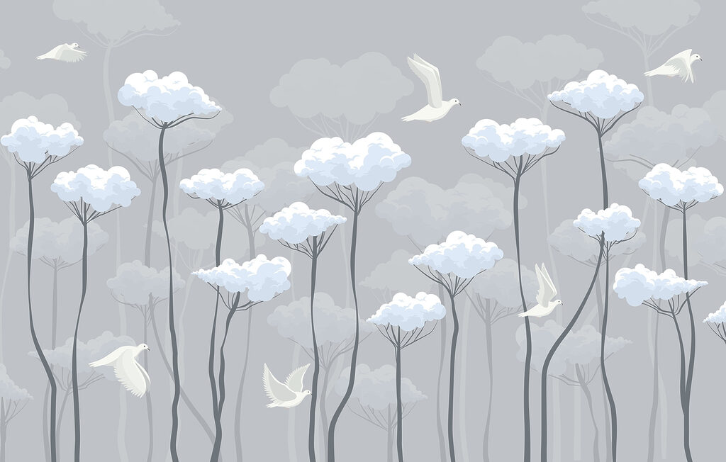 Pássaros a voar nas nuvens Pássaros a voar nas nuvens